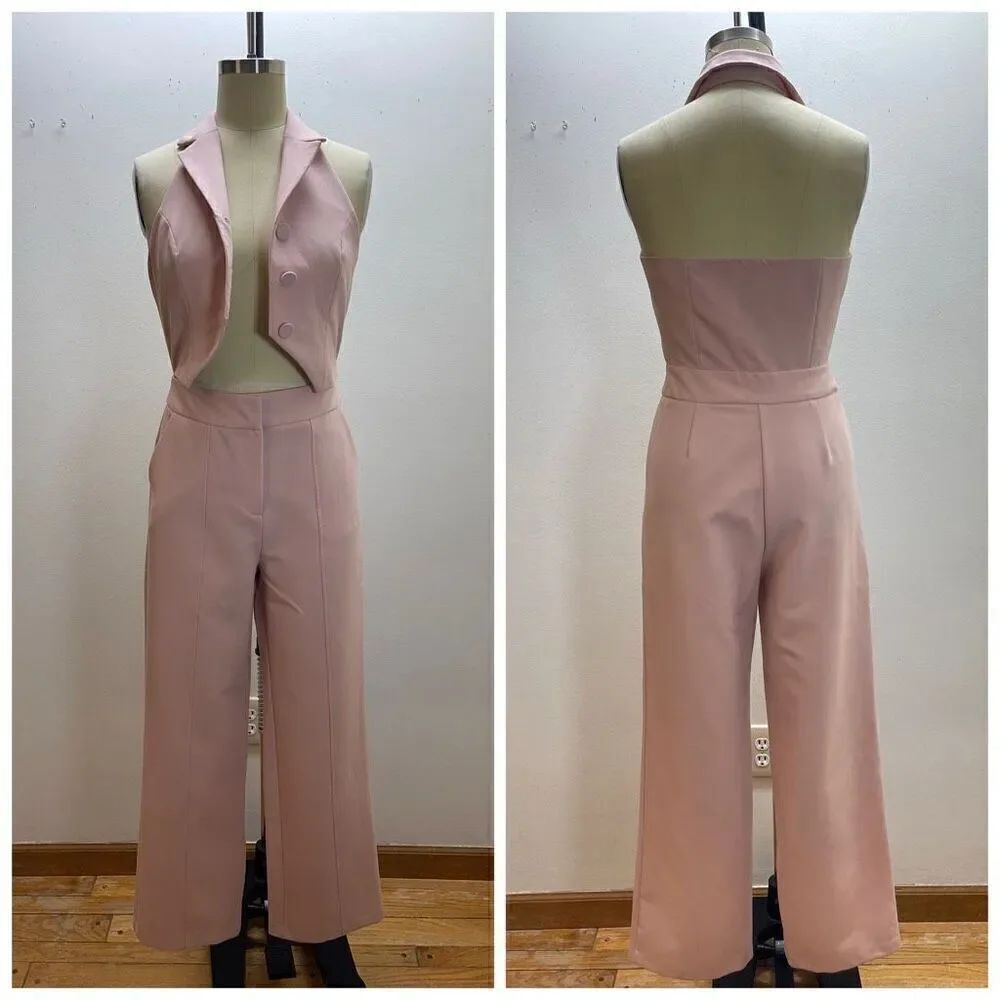 Michaela Vest Front Jumpsuit Pink The Reckless - Picture 3 of 3
